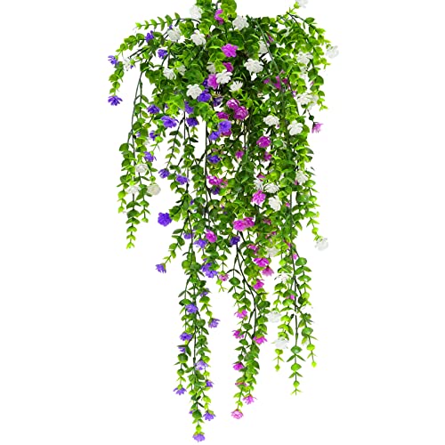 yivom 2 Stück Kunstpflanze Hängend Efeu Pflanze Künstliche Hängepflanzen Efeu Künstlich Plastikpflanzen für Balkon Wand Garten Deko-Mehrfarbig von Jiomog