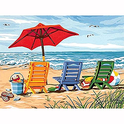 DIY 5D Diamant Painting Kit Full Drill für Erwachsene Urlaub am Meer Diamant Bilder Diamant Malerei Malen Nach Zahlen Kreuzstich Stickerei Diamant Arts Craft House Wall Dekor Round Drill,50x70cm von Jioorn