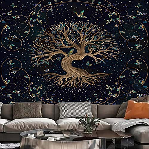 Wandteppich Wandbehang Tapisserie Psychedelic Lebensbaum Pflanze Wandtuch Tapestry Wandkunst Weiches Mikrofaser Stoff für Schlafzimmer Wohnzimmer Wohnheim Geschenk 180x230cm von Jioorn