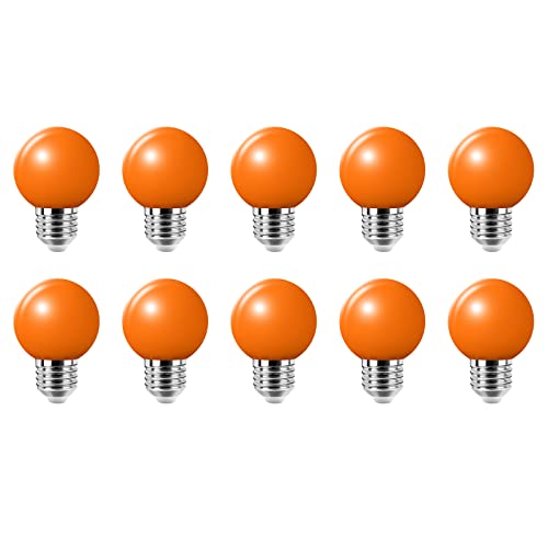 10X E27 Bunte Glühbirnen 2W LED Energie Sparen 200LM Color LED Lampen Kugelform Für die Dekoration AC220V-240V,Orange von Jiotouhu