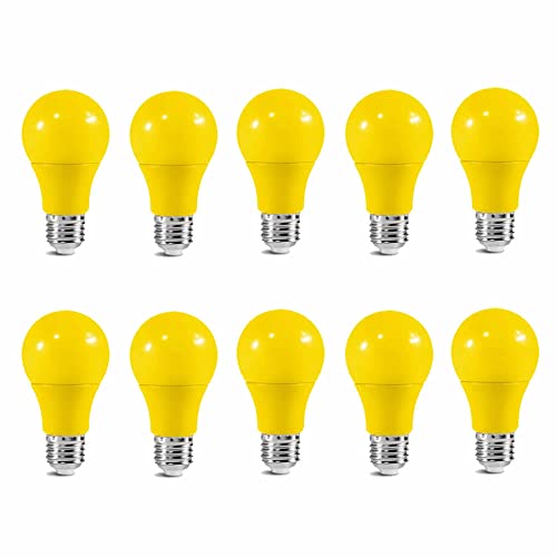 Jiotouhu Glühbirnen LED E27 3W Gelb, A60 LED Farbige Glühbirne, für ühnen Innendekorationen Halloween Weihnachten Party Bar, 10 Stück von Jiotouhu