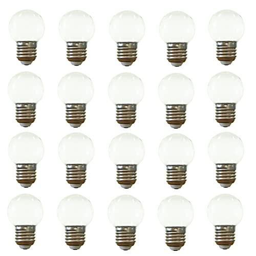 Jiotouhu 20er Pack Farbige Glühbirnen LED 2W E27 G45 Beleuchtung Glühbirnen, LED Farbige Golf Kugel Glühbirne für Haus Dekoration, Garten, Party, Hochzeit, Weihnachten, Feier,Glasabdeckung, Warmweiß von Jiotouhu