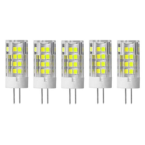 Jiotouhu 5 X G4 LED Leuchtmittel 5W LED Lampen 51 SMD 2835LEDs Kaltweiß 6500K LED Birnen 500LM Äquivalent zu 50W Halogen AC/DC 12V von Jiotouhu