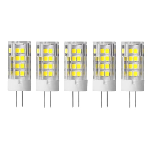 Jiotouhu 5 X G4 LED Leuchtmittel 5W LED Lampen 51 SMD 2835LEDs Kaltweiß 6500K Birnen 500LM Äquivalent zu 50W Halogen AC/DC 12V von Jiotouhu