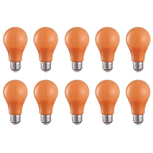 Jiotouhu 10er E27 Farbige Glühbirnen LED 3W 25Watt Leuchtmittel Birnenform, A60 Leuchtmittel, 220-240V AC, für Außen & Innen - Party & Biergarten, Orange von Jiotouhu