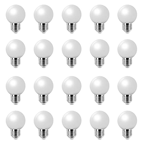 Jiotouhu 20 Stück E27 Schraube Sockel 2W LED Golf Ball Glühbirne Globe Lampe für Urlaub Party Dekoration 220 V – WarmWeiß von Jiotouhu
