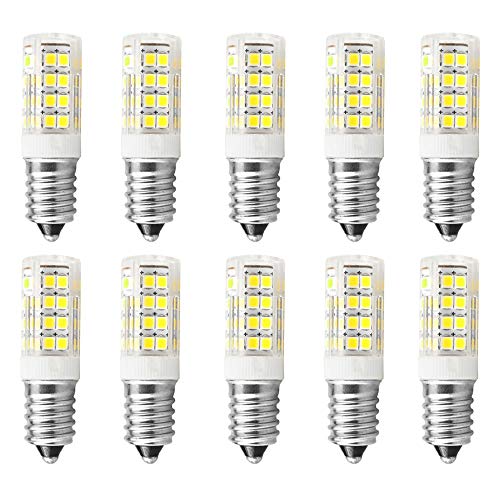 Jiotouhu E14 LED Birne Kaltweiß, 4W E14 Lampe 6000K Kühlschranklampe Ersatz für 40W Glühlampe, 400LM, AC 220-240V, für Dunstabzugshaube Nähmaschine Wohnzimmer, Nicht Dimmbar, 10er Pack von Jiotouhu