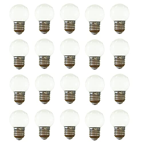 Jiotouhu E27 LED Lampe G45 2W Glühbirne,Warmweiß 2700K,Mini Globe Glühbirne G45,200LM,Ersetzt 20W Glühlampen,Nicht Dimmbar,Warmweiß,20er Pack von Jiotouhu