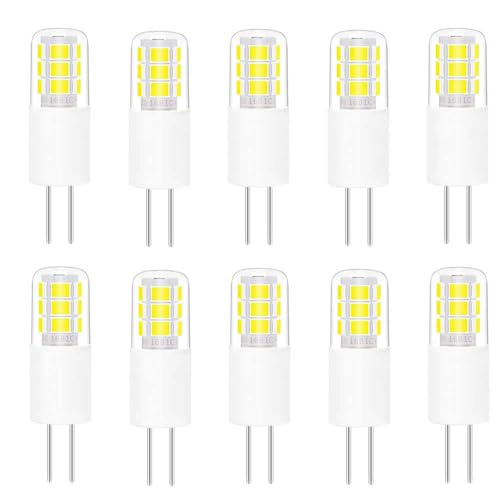 Jiotouhu G4 LED Lampe, 10er 6000K 200lm Led Leuchtmittel, 2W Glühbirne Kaltweiß Ersatz 20W Halogenlampen, AC/DC 12V Birne Kein Flackern Nicht Dimmbar Geeignet für Wohnzimmer, Schlafzimmer von Jiotouhu