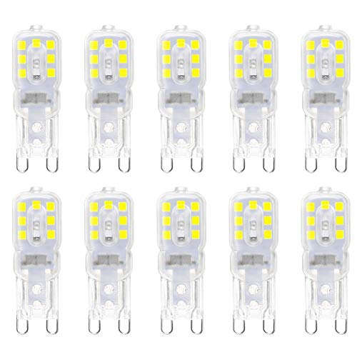 Jiotouhu G9 LED Lampe, Kaltweiss 6000K, 300 Lumens, Kein Flackern, Nicht Dimmbar, 3W Ersetzt 30W Halogenlampe, 10er Jiotouhu G9 LED Lampe, Kaltweiss 6000K, 300 Lumens, Kein Flackern, Nicht Dimmbar, 3W Ersetzt 30W Halogenlampe, 10er von Jiotouhu