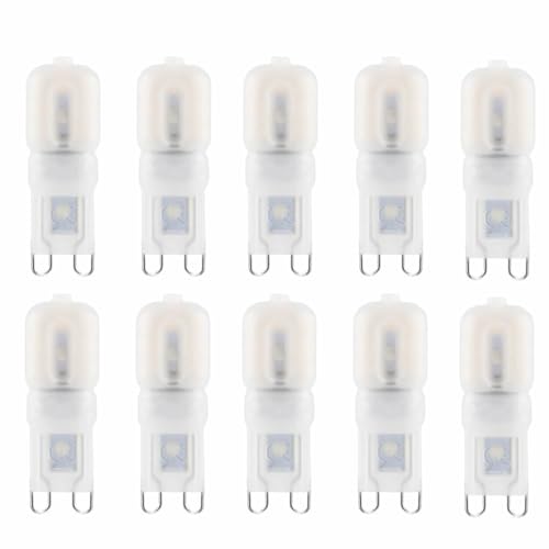 Jiotouhu G9 LED Warmweiß 3000K, Leuchtmittel G9 LED, 3W Ersatz 30W Halogenlampe, 300 Lumen, 360 Grad Winkel, Kein Flackern, Nicht Dimmbar, für Kronleuchter Interieur Dekoration, 10er Pack von Jiotouhu