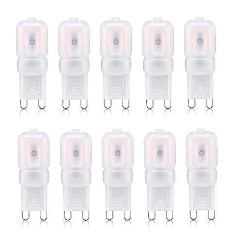 Jiotouhu G9 LED Warmweiß 3000K, Leuchtmittel G9 LED, 3W Ersatz 30W Halogenlampe, 300 Lumen, 360 Grad Winkel, Kein Flackern, Nicht Dimmbar, für Kronleuchter Interieur Dekoration, 10er Pack von Jiotouhu