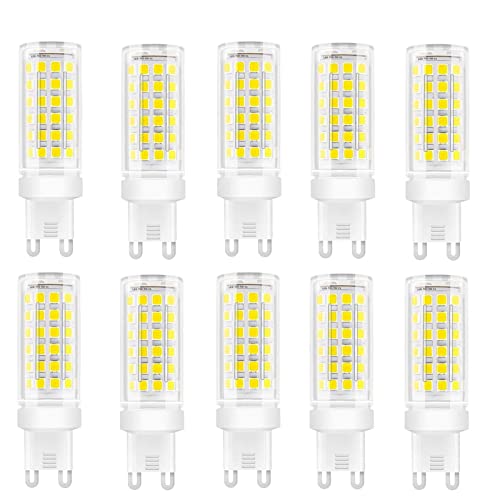 Jiotouhu LED-Leuchtmittel G9, 9 W G9 LED Lampen (entspricht 85 W Halogenlampen G9), LED G9 Leuchtmittel kaltweiß 6000 K, ohne Flackern, 360 Grad Winkel, AC 110 – 240 V, 10 Stück von Jiotouhu