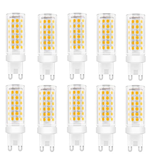 Jiotouhu LED-Leuchtmittel G9, 9W,(entspricht 85 W Halogenlampen), G9 LED-Leuchtmittel warmweiß 3000 K, ohne Flackern, 360 Grad Winkel, AC 110 – 240 V, 10 Stück von Jiotouhu