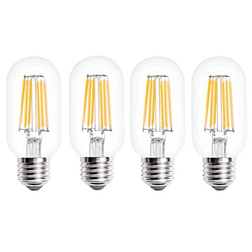 Jiotouhu T45 LED Glühbirne E27 Edison Lampe ersetzt 60 Watt, 6W, 600 Lumen, 2700K warmweiß, LED Kerzen Filament Fadenlampe, 220V AC, für Hängelampe Wandleuchte Pendelleuchte 4er Pack von Jiotouhu