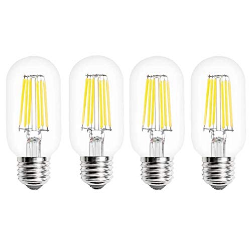 Jiotouhu T45 LED Glühbirne E27 Edison Lampe ersetzt 60 Watt, 6W, 600 Lumen, 6500K Kaltweiss, LED Kerzen Filament Fadenlampe, 220V AC, für Hängelampe Wandleuchte Pendelleuchte 4er Pack von Jiotouhu
