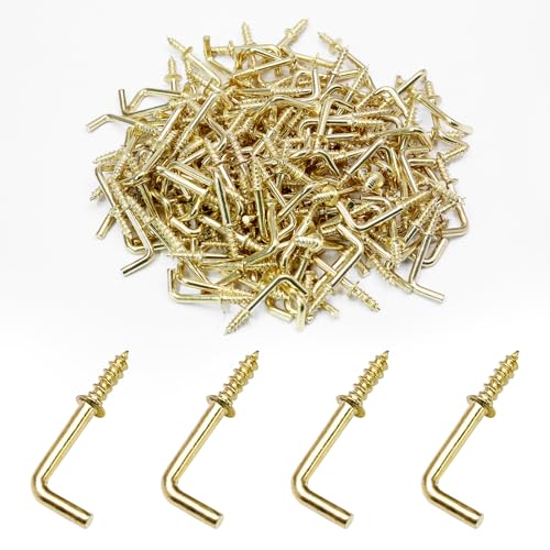 Jiozermi 150 Stück 1/2 Zoll kleine L-Haken zum Aufhängen, goldfarbene L-förmige Nägel, rechtwinklige Schraube, 7 Formen, 90 Grad L-gebogener Haken, selbstschneidende Schraubhaken zum Aufhängen Jiozermi 150 Stück 1/2 Zoll kleine L-Haken zum Aufhängen, goldfarbene L-förmige Nägel, rechtwinklige Schraube, 7 Formen, 90 Grad L-gebogener Haken, selbstschneidende Schraubhaken zum Aufhängen von Jiozermi