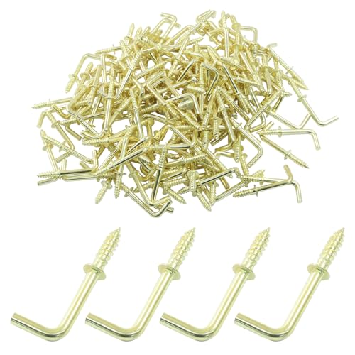 Jiozermi 150 Stück 1,9 cm kleine L-Haken zum Aufhängen, goldfarbene L-förmige Nägel, rechtwinklige Schraube, 7 Formen, 90 Grad L-gebogener Haken, selbstschneidende Schraubhaken zum Aufhängen Jiozermi 150 Stück 1,9 cm kleine L-Haken zum Aufhängen, goldfarbene L-förmige Nägel, rechtwinklige Schraube, 7 Formen, 90 Grad L-gebogener Haken, selbstschneidende Schraubhaken zum Aufhängen von Jiozermi