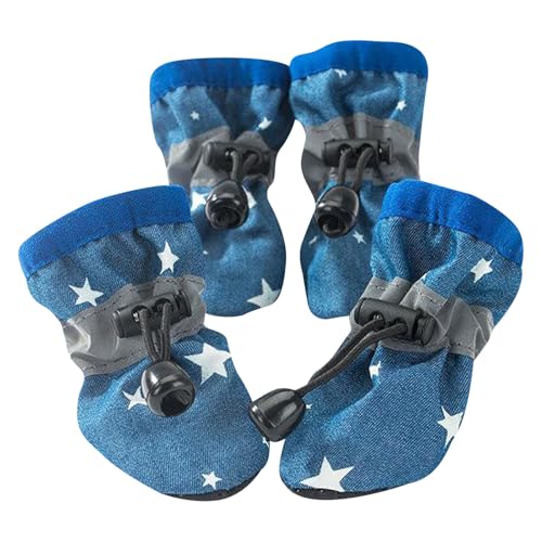 Hundeschuhschutz 4-TLG. Gemütliche Hundestiefel mit weicher Rutschsohle Reflektierende Katzenkragen (Navy, E) von Jipersuo