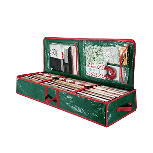 Jipersuo Weihnachts-Aufbewahrungsregal, geräumig, unter dem Bett, ideal für Geschenkverpackungen, Bänder, Schleifen, Verpackungszubehör usw. Aufbewahrung von Kleidung (Grün, Einheitsgröße) von Jipersuo
