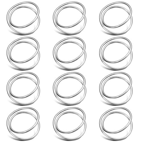 Elegante Serviettenringe, Serviettenschnallen, Doppelkreise, Serviettenringe, Halter, Hochzeitsdekoration, einfache Serviettenschnallen, 12 Stück Elegante Serviettenringe, Serviettenschnallen, Doppelkreise, Serviettenringe, Halter, Hochzeitsdekoration, einfache Serviettenschnallen, 12 Stück von Jiqoe