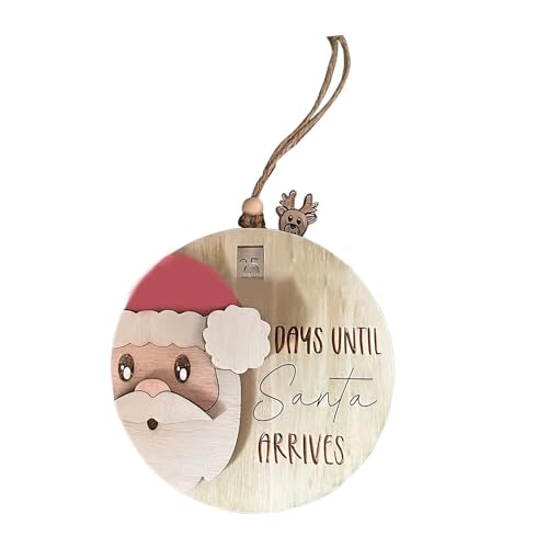 Holz-Weihnachts-Adventskalender, kreativer Spaß und interaktives Countdown-Schild, Countdown bis Weihnachten, Schiebeornament, Bürodekoration von Jiqoe