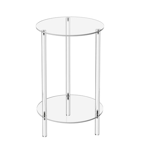Jiqoe Tragbarer, transparenter Acryl-Beistelltisch mit 2 Ablagen, Wohnaccessoire, kompakter Beistelltisch für Schlafzimmer und Wohnzimmer von Jiqoe