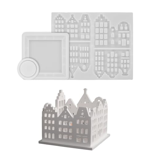 Silikonharz Häuser Formen Kerzenständer Formen Home Ornament Formen Silikon Textur für Kunst und Handwerk Enthusiasten von Jiqoe