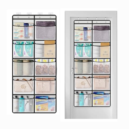 Jiqven Hängeorganizer 2 Stück Hängeregal Organizer mit 10 Netztaschen,Kuscheltier aufbewahrung kleiderschrank Wand hänge spind Organizer Schrank bad tür camping(grau) von Jiqven