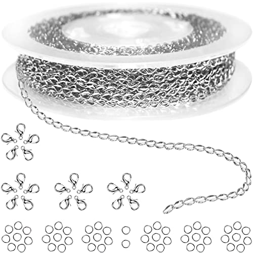 Jishi 33ft Twisted Cable Chain 2mm Silver Stainless Steel Link Chain, Jewelry Making Supplies Necklace Bracelet Extender, DIY Craft Earring Findings, Metal Link Chain Roll w/Lobster Clasps, Jump Rings Jishi 33ft Twisted Cable Chain 2mm Silver Stainless Steel Link Chain, Jewelry Making Supplies Necklace Bracelet Extender, DIY Craft Earring Findings, Metal Link Chain Roll w/Lobster Clasps, Jump Rings von Jishi