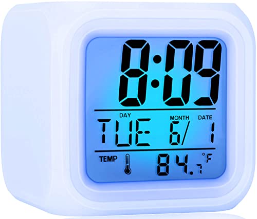 Kinder Wecker, Digital Uhr 7 Farbwechsel LED Nacht, Nachttischwecker mit Lichtern für Kinder, Einschulung Geschenk für Mädchen Jungen Damen Erwachsene von Jisile