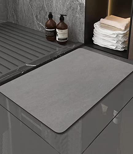Jissta Badematte Rutschfester 40x60cm, Absorbierender Badezimmerteppich, Badvorleger rutschfest Waschbar, Mikrofaser Schnelltrocknende für Dusche, Badewannen, Grau von Jissta