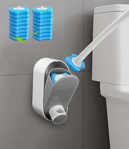 Jissta Klobürste,WC-Reinigungssystem mit 16 Toilettenstab-Ersatzköpfen,Verbesserte wandmontierte Toilettenbürste mit Halter einweg toilettenbürste Set für die Badreinigung von Jissta