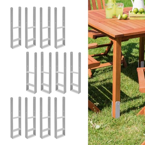 Jiubiaz 12er Set H-Pfostenanker 121 x600 mm – H-Pfostenhalter für Zaun- und Holzpfosten, Robuste H-Anker für Gartenzaun, Carport, Pavillon und Holzbauprojekte von Jiubiaz
