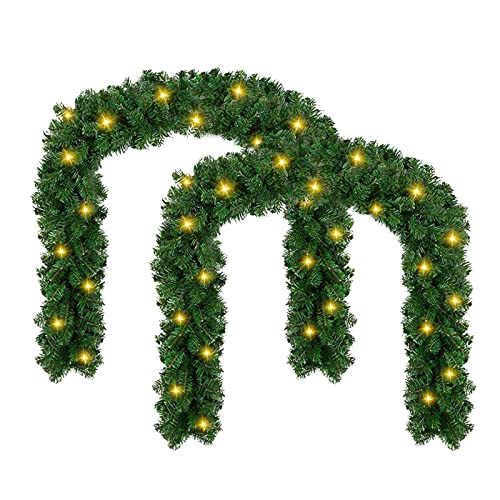 Jiubiaz 2er 5m Tannengirlande Künstliche Weihnachtsgirlande Grün mit Beleuchtung 100 LEDs Warmweiß Lichterketten Weihnachtsdeko Weihnachtskranz für Haus Treppen Kamin Innen Außen Jiubiaz 2er 5m Tannengirlande Künstliche Weihnachtsgirlande Grün mit Beleuchtung 100 LEDs Warmweiß Lichterketten Weihnachtsdeko Weihnachtskranz für Haus Treppen Kamin Innen Außen von Jiubiaz
