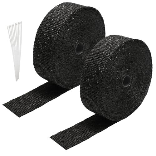 Jiubiaz 2x Hitzeschutzband 10m, Abgasisolierung Band mit 10 Stahlzwingen,Selbstklebendes Wärmeschutzband für Auspuff, Motor & Haushalt von Jiubiaz