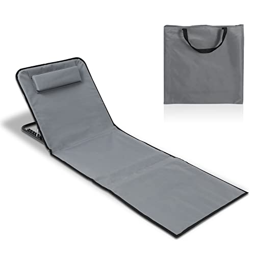 Jiubiaz Faltbare Strandmatte Strandstuhl mit Rückenlehne - Strandliege mit Lehne Liegematte - 5-stufige Höhe Verstellbare Rückenlehne - Gray von Jiubiaz