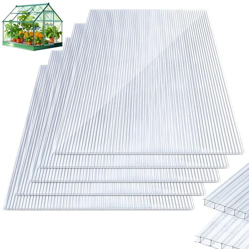 Jiubiaz Hohlkammerstegplatten für Gewächshaus Garten Treibhaus Ersatzplatten 14x Polycarbonat Doppelstegplatte (1210 x 605 x 4mm | 10,25 m² von Jiubiaz