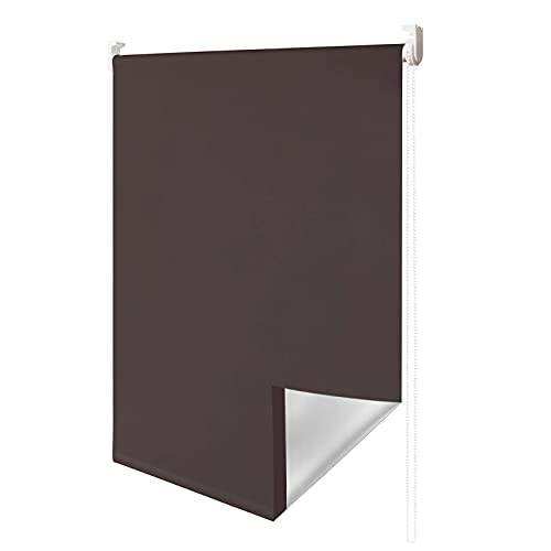 Jiubiaz Verdunklungsrollo Klemmfix Rollo Verdunkelung Fensterrollo Tageslicht Sichtschutz mit Beschichtung ohne Bohren für Fenster & Türen 60cm x 200cm Braun von Jiubiaz