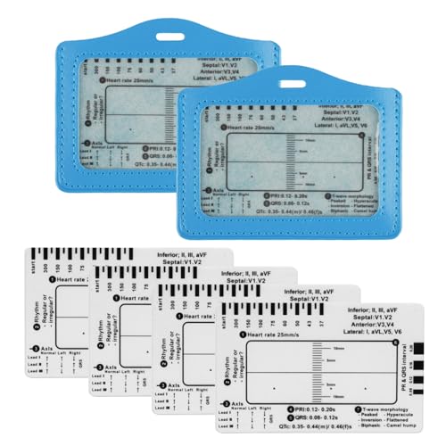 2 STK EKG-Lineal & 2 STK Ruler Cards, ECG 7 Step Ruler for ECG/EKG Pocketcard Set Interpretation Assessment Tool, Kunststoff Messwerkzeug von Jiujuda9