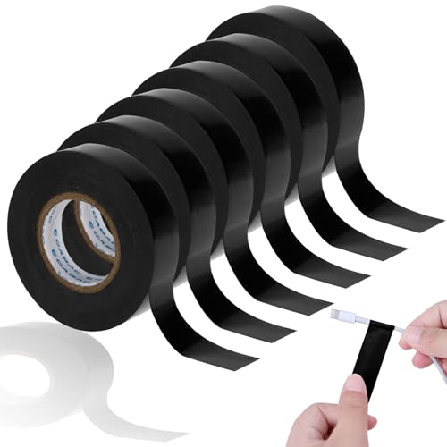 6 Rollen Isolierband Schwarz, 20 mm x 20 m PVC Klebeband Schwarz, Selbstklebendes Isolierband Selbstverschweißend Wasserdicht Electrical Tape für Isolieren Reparieren Bündeln von Elektro Kabeln von Jiujuda9