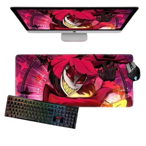 Jiumaocleu Hazbin Hotel, großes Mauspad, 80 x 30 cm, Gaming-Mauspad, Anime-Charakter, Engel Staub und Alastor, bedrucktes erweitertes Mauspad, rutschfeste Gummiunterseite, Schreibtischunterlage für Jiumaocleu Hazbin Hotel, großes Mauspad, 80 x 30 cm, Gaming-Mauspad, Anime-Charakter, Engel Staub und Alastor, bedrucktes erweitertes Mauspad, rutschfeste Gummiunterseite, Schreibtischunterlage für von Jiumaocleu