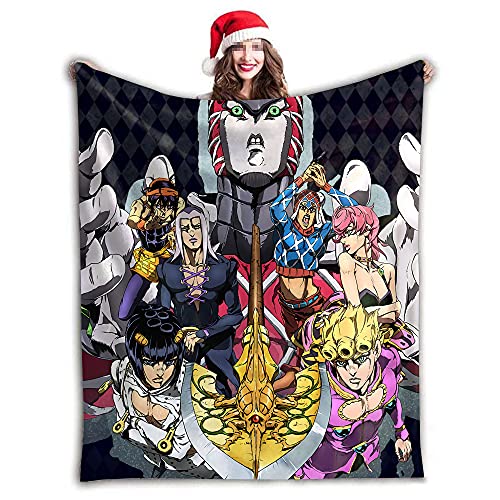 Jiumaocleu Jojo's Bizarre Abenteuerdecke 3D Anime Charakter Gedruckt Weich Flanell Überwurf Decke für Bettwäsche Sofa Reisen von Jiumaocleu