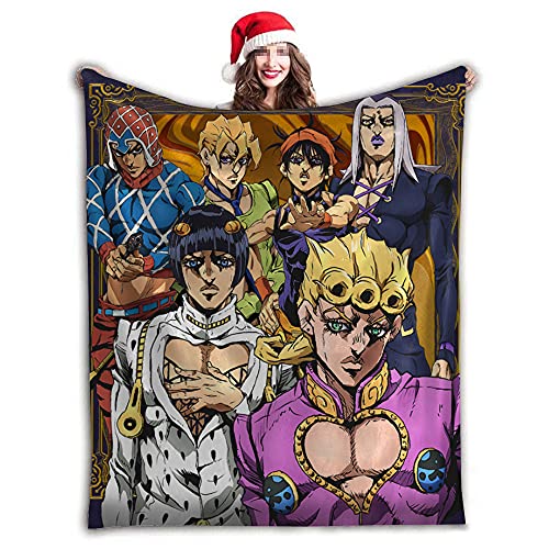 Jiumaocleu JJBA Decke, 3D-Anime-Charakter, bedruckt, weiches Flanell, Überwurf, Decke für Bettwäsche, Sofa, Reisen von Jiumaocleu