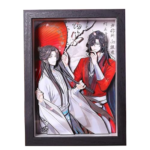 Tian Guan Ci Fu Gerahmtes 3D-Bild, Holz, DIY-Rahmen, Xie lian Hua Cheng, handgefertigtes dreidimensionales Gemälde, Poster, Kunstwerk für Schreibtisch, Wanddekoration von Jiumaocleu