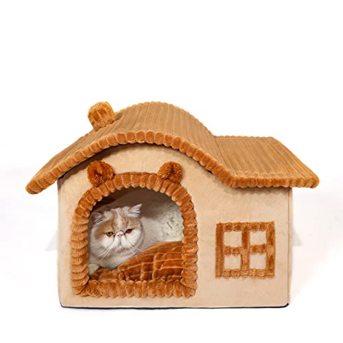 Jiupety Bär Katzenhaus für Katzen, Kamin Katzenhaus für Indoor Katzen, genug Innenraum, Haustier Tierhaus für 1,4-6,8 kg große Katze und Welpen, Cartoon süßes Kamin-Katzenhaus von Jiupety