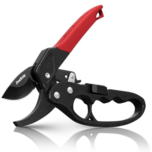 JiveSnip Titan Professionelle Ratschen-Amboss-Gartenschere mit Ratschenmechanismus, verstärkter Designgriff und Bypass-Gartenschere für Pflanzen, Hecken und Blumen von JiveSnip