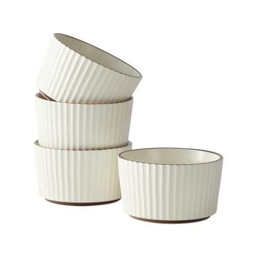 Jiwoo Bowl Schüssel 4er Set, Müslischalen 4.5 Zoll, Keramik Porzellan Schüssel Set, 400ml Suppenschalen für Nudeln, Salat, Obst, Reis (Perlweiß) von Jiwoo