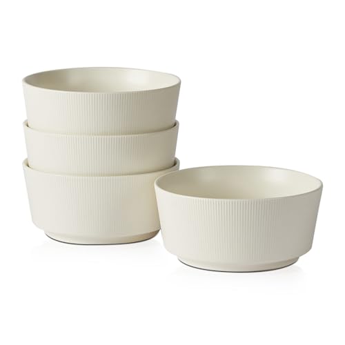 Jiwoo Bowl Schüssel 4er Set, Müslischalen 6 Zoll, Keramik Porzellan Schüssel Set, 870ml Suppenschalen für Nudeln, Salat, Obst, Reis von Jiwoo