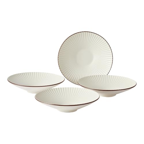 Jiwoo Speiseteller 4 Personen Suppenschalen Keramik-Pastateller 10 Zoll Dessertteller Set mikrowellen- und spülmaschinenfest Teller Set für Salat, Nudeln, Kartoffelpüree von Jiwoo